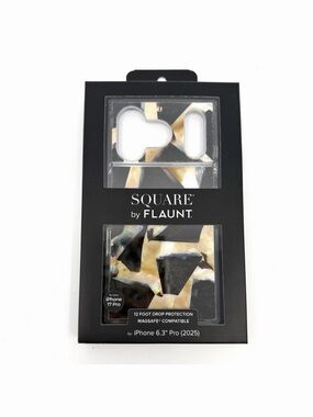 SQUARE by FLAUNT Brown Abalone Gold & Black Marble iPhone 7 Pro Case